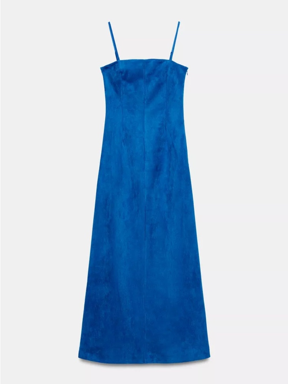 Zara Cobalt Blue Faux Suede Spaghetti-Strap Maxi Dress (NWT)